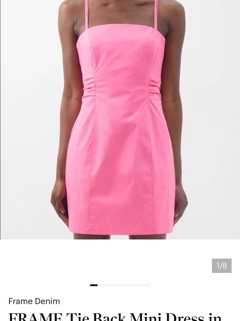 Frame Denim Pink Square-Neck Tie Back Mini Dress
